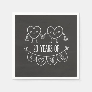 20th Anniversary Gift Chalk Hearts Napkin