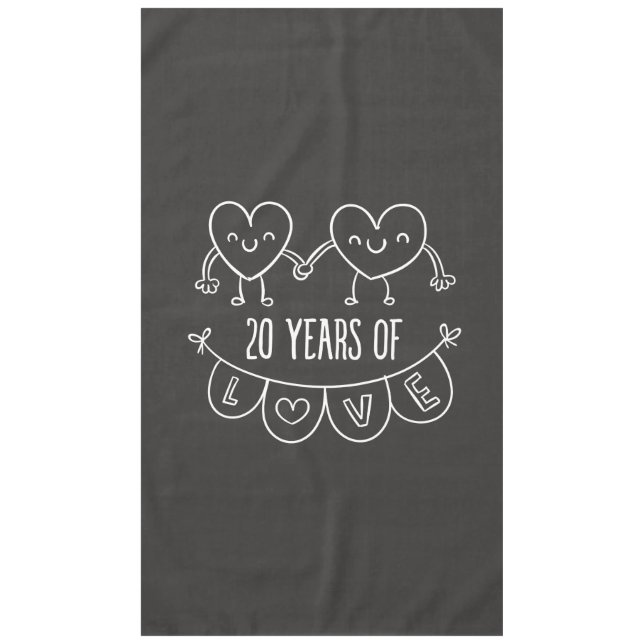 20th Anniversary Gift Chalk Hearts Tablecloth (Front)