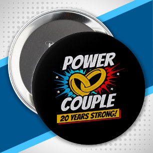 20th Anniversary Married Couples 20 Years Strong 10 Cm Round Badge