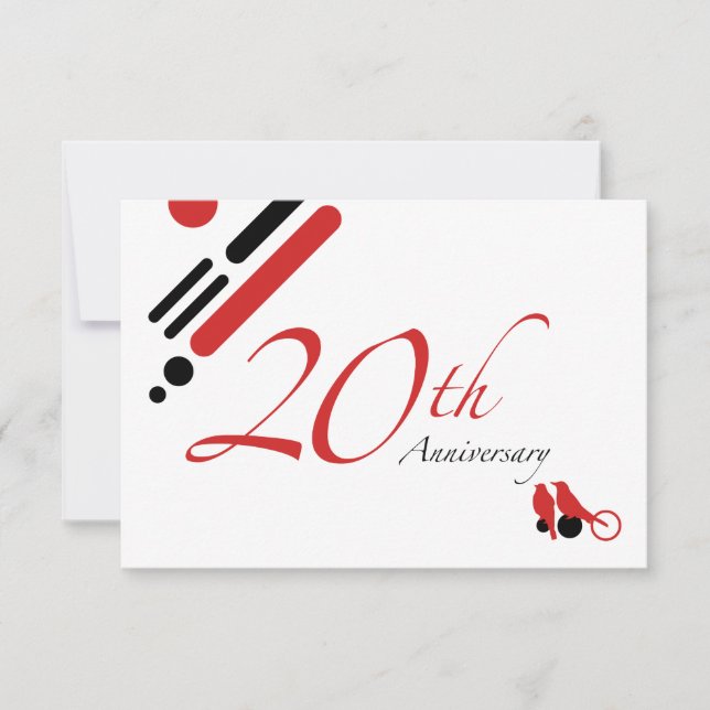 20th Anniversary (mod birds) Invitation (Front)