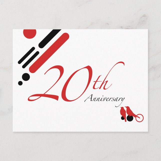 20th Anniversary (mod birds) Postcard (Front)