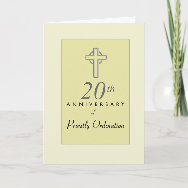 20th Anniversary of Priest with Embossed Cross, Re Card (Front)