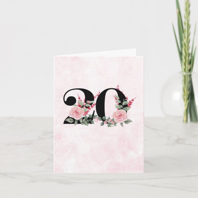 20th Anniversary Paper Card - Floral Couple 20 (Front)