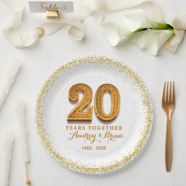 20th Anniversary Personalised Paper Plate (Wedding)
