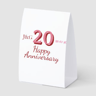 20th anniversary pink name date monogram bold