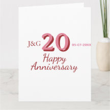 20th anniversary pink name date monogram bold