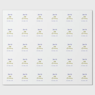 20th anniversary purple gold name date elegant wrapping paper