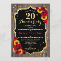 20th Anniversary - Sunflowers Rustic Wood