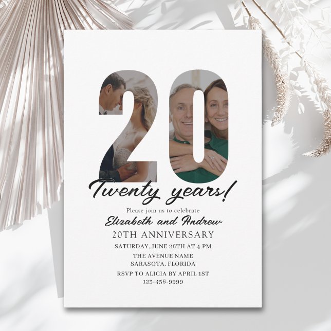 20th Anniversary with Photo Minimalist Invitation (Creator Uploaded)