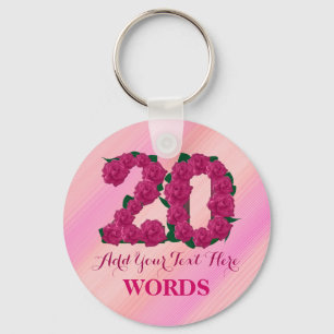 20th birthday 20 pink rose floral template key ring