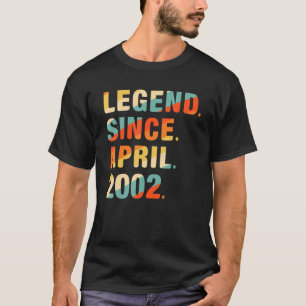 20th Birthday  20 Year Old Legend Since April 2002 T-Shirt