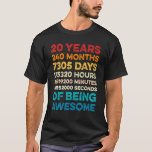 20th Birthday 20 Years of Being Awesome Vintage 20 T-Shirt