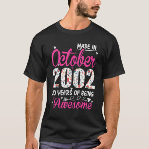 20th Birthday Awesome Since October 2002 Floral T-Shirt