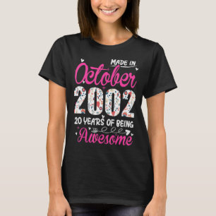 20th Birthday Awesome Since October 2002 Floral T-Shirt
