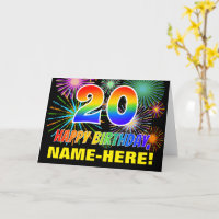 20th Birthday: Bold, Fun, Fireworks, Rainbow 20