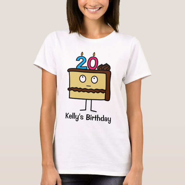 20th Birthday Cake with Candles T-Shirt (Front)