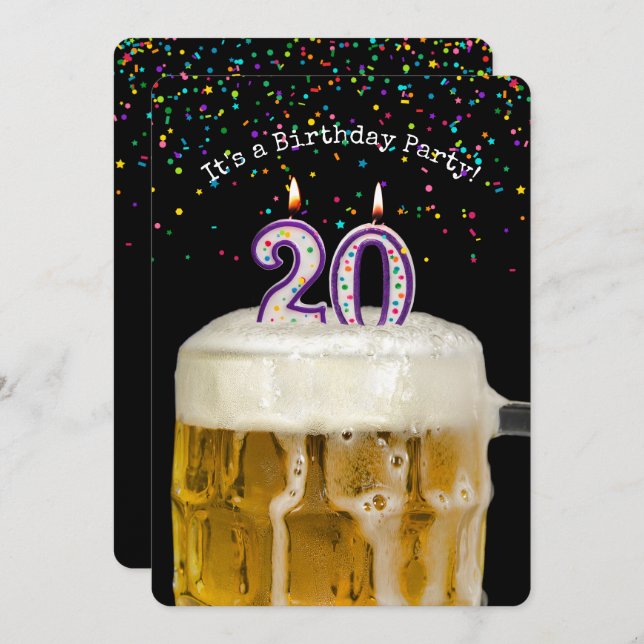 20th Birthday Candle Party Invitation (Front/Back)