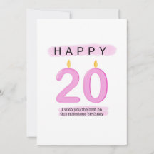 20th Birthday Card