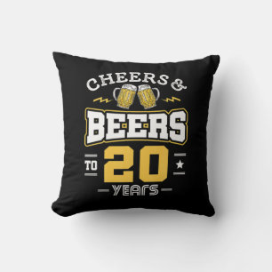 20Th Birthday Cheers And Beers Birthday Cushion