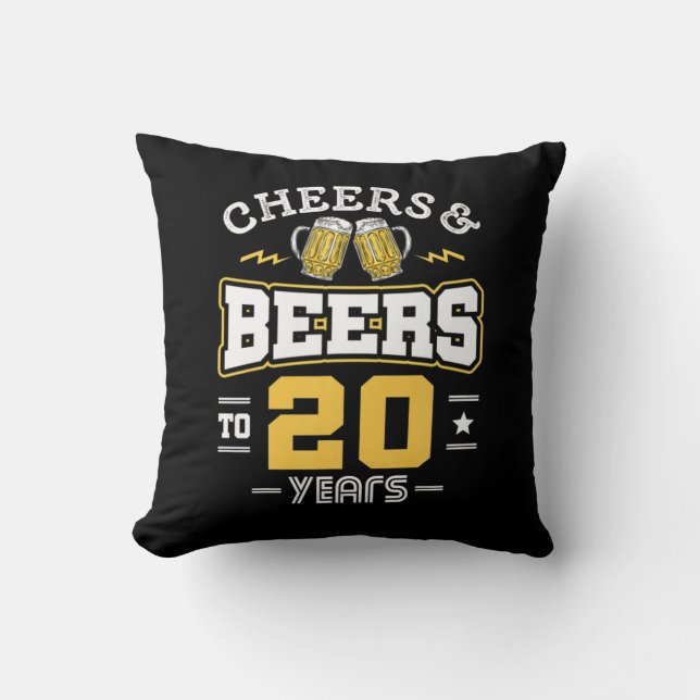20Th Birthday Cheers And Beers Birthday Cushion (Front)