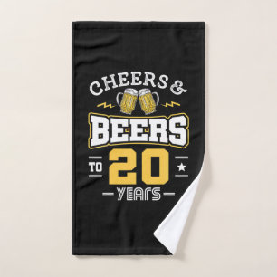 20Th Birthday Cheers And Beers Birthday Hand Towel