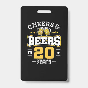 20Th Birthday Cheers And Beers Birthday ID Badge
