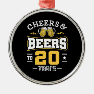 20Th Birthday Cheers And Beers Birthday Metal Ornament