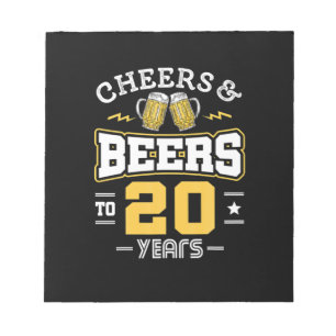 20Th Birthday Cheers And Beers Birthday Notepad