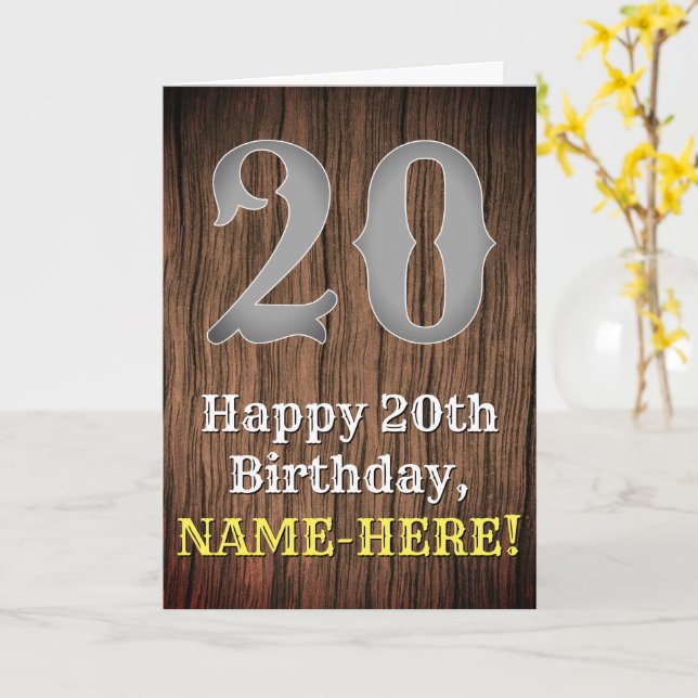 20th Birthday: Country Western Inspired Look, Name Card (Yellow Flower)