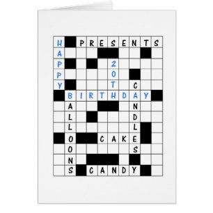 20th Birthday, Crossword Puzzle Birthday Card