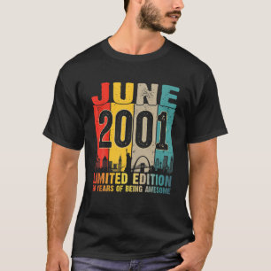 20Th Birthday Distressed June 2001 Men Women 20 Ye T-Shirt