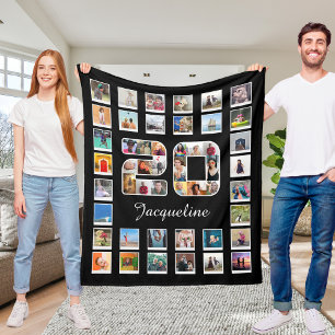 20th Birthday Family Photo Collage 49 Photographs Fleece Blanket