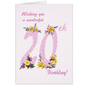 20th Birthday Flower Decorated Numbers