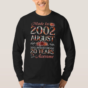 20th Birthday Flowers For Girls Born In August 20 T-Shirt