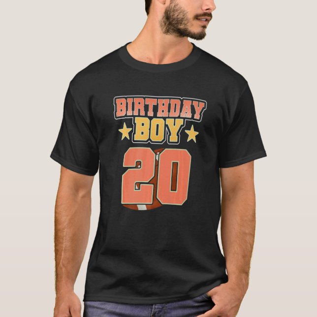 20th Birthday For Boys Football 20 Years Old Kids  T-Shirt (Front)