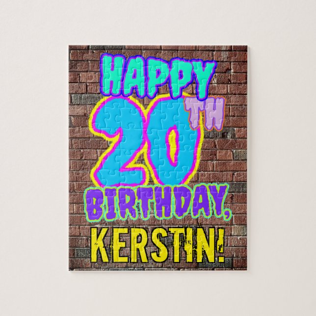 20th Birthday ~ Fun, Urban Graffiti Inspired Look Jigsaw Puzzle (Vertical)