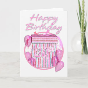 20th Birthday Gift Box - Pink - Happy Birthday Card