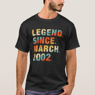 20Th Birthday Gifts 20 Year Old Legend Since March T-Shirt