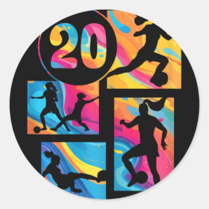 20th Birthday Girl Soccer Player Football 20 Years Classic Round Sticker