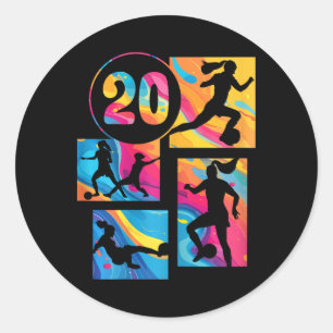 20th Birthday Girl Soccer Player Footll 20 Years O Classic Round Sticker