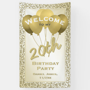 20th Birthday Gold Random Number Pattern 20 Banner