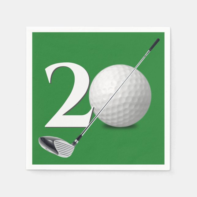 20th Birthday Golf Ball And Club  Napkin (Front)