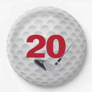 20th Birthday Golf Ball Design Paper Plate