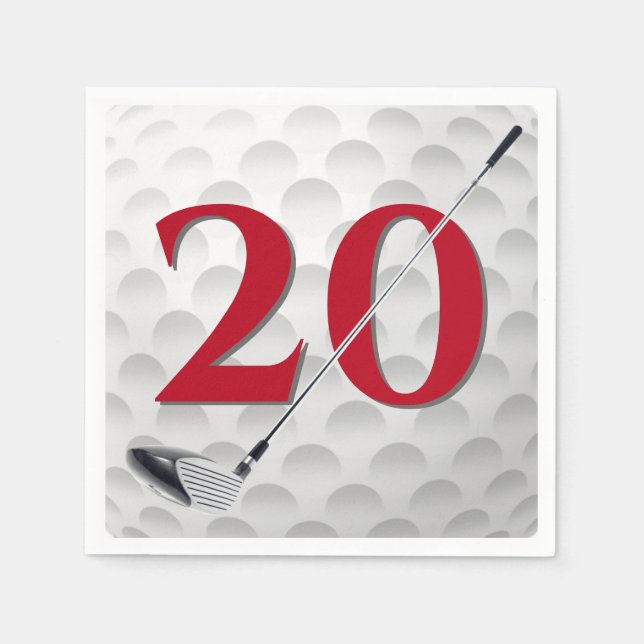 20th Birthday Golf Club Napkins (Front)