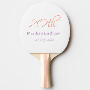 20th birthday green purple name simple trendy mode ping pong paddle