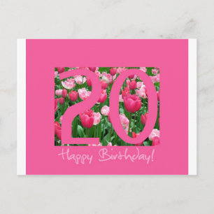 20th birthday greeting postcard