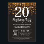 20th Birthday Invitation Gold Glitter<br><div class="desc">20th Birthday Invitation with Gold String Lights with Gold Glitter Background. Gold Birthday. Adult Birthday. Men or Women Bday Invite. 13th 15th 16th 18th 20th 21st 30th 40th 50th 60th 70th 80th 90th 100th, Any age. For further customisation, please click the "Customise it" button and use our design tool to...</div>