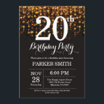 20th Birthday Invitation Gold Glitter<br><div class="desc">20th Birthday Invitation with Gold String Lights with Gold Glitter Background. Gold Birthday. Adult Birthday. Men or Women Bday Invite. 13th 15th 16th 18th 20th 21st 30th 40th 50th 60th 70th 80th 90th 100th, Any age. For further customisation, please click the "Customise it" button and use our design tool to...</div>