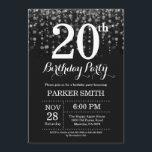 20th Birthday Invitation Silver Glitter<br><div class="desc">20th Birthday Invitation with Silver String Lights with Silver Glitter Background. Silver Birthday. Adult Birthday. Men or Women Bday Invite. 13th 15th 16th 18th 20th 21st 30th 40th 50th 60th 70th 80th 90th 100th, Any age. For further customisation, please click the "Customise it" button and use our design tool to...</div>