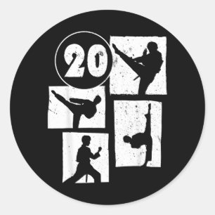 20th Birthday Karate Taekwondo 20 Years Old Boy Classic Round Sticker